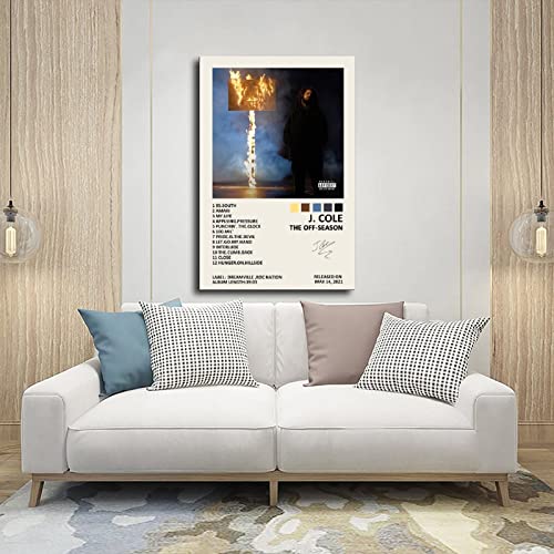 Ygulc J Cole The Off-Season Music Album Cover Signed Limited Poster Canvas Poster Wall Art Decor Print Picture Paintings For Living Room Bedroom Decoration Unframe:16X24Inch(40X60Cm) #TOP4