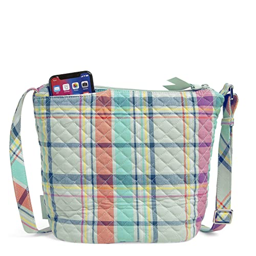 Vera Bradley Women's Cotton Bucket Crossbody Purse, Pastel Plaid - Recycled Cotton, One Size #TOP3