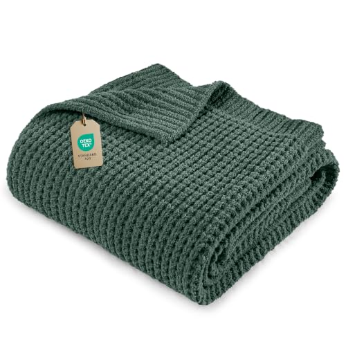 blunique Waffle Knit Throw Blanket for Couch, Soft Cozy Chunky Knit Thick Knitted Blanket for Sofa...
