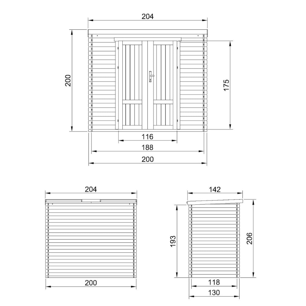 TIMBELA M311F1+M311G Abri De Jardin en Bois 2,22 m², Cabane De Jardin Extérieure avec Parois De 19 mm, Cabanon De Jardin Extérieur pour Outils Et Vélos, Sol Imprégné, Portes À Panneaux