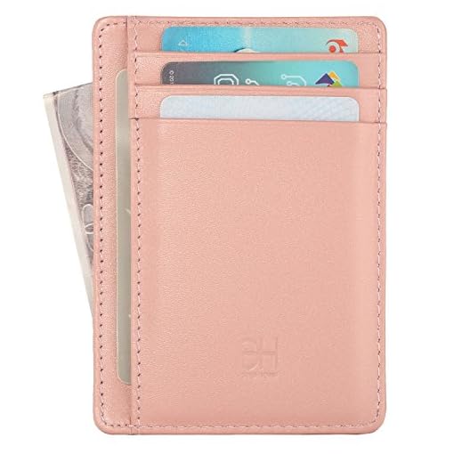Slim RFID Blocking Card Holder Leather Front Pocket Wallet for Women