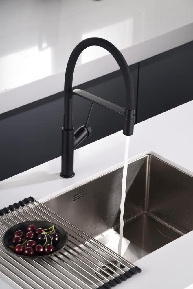 Grifo de cocina monomando para fregadero - flexible - elegante y resistente - Serie SENA (Negro Mate)