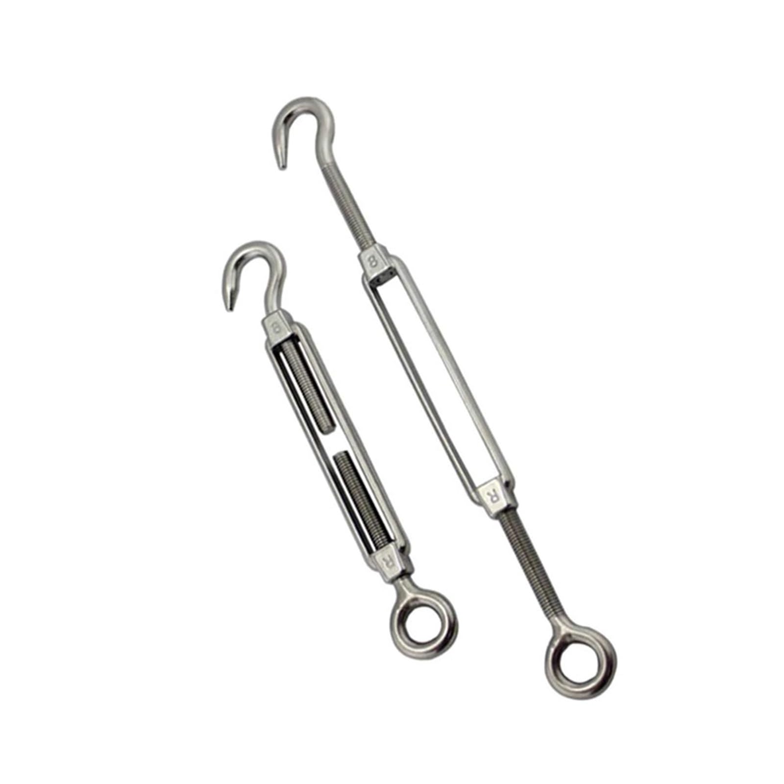 Tensor de Tensor Ajustable de Gancho y Ojo, Tensor de Acero Inoxidable, Gancho de Ajuste, Tornillo de Ojo, Tensor de Cable, Conector de Tornillo de Cable Apretado(M10,5PCS)