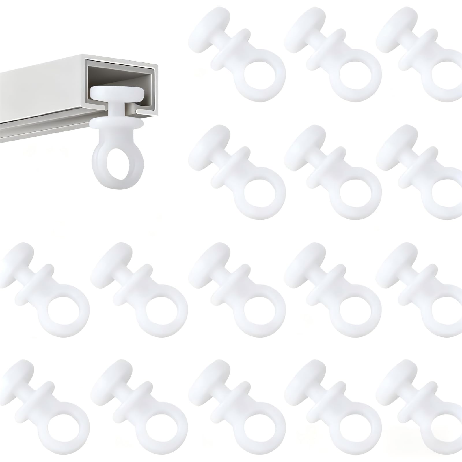 Dwuent White Caravan Curtain Hooks, Curtain Glider Hooks, Plastic Curtains Hook 22Mm Plastic Curtains Hook For Header Tape, 100 Pack