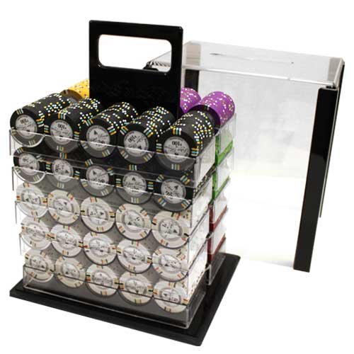 Claysmith Gaming 1,000 Ct Bluff Canyon Poker Set - 13.5g Clay Composite Chips with Acrylic Display Case for Casino Games