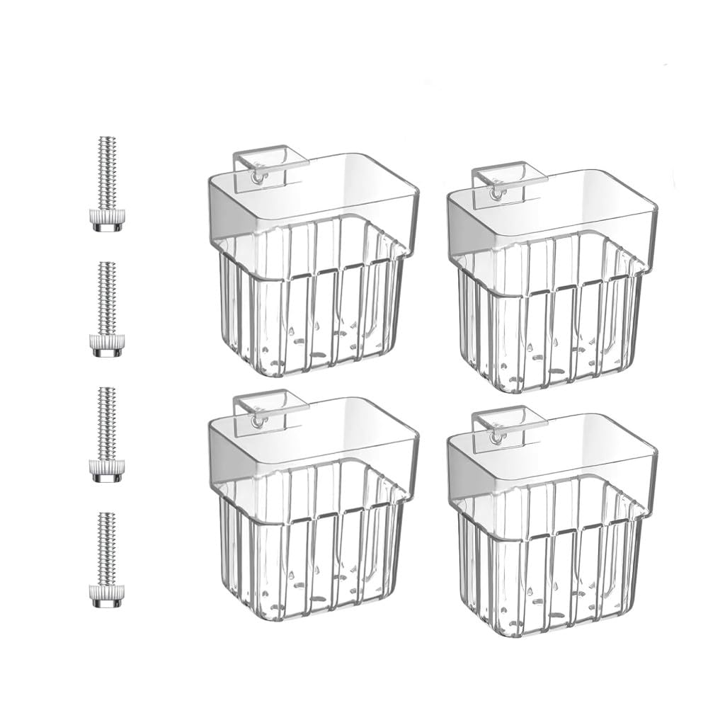Lot de 4 supports de plantes d'aquarium en polypropylène transparent (PP), design suspendu avec trous de circulation de l'eau et installation facile, idéal pour les plantes d'eau douce et