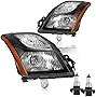 SOCKIR Headlights Fit for 10 11 12 Nissan Sentra Driver and Passenger Side Bulbs Included (Black Housing)