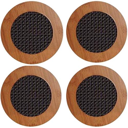 descanso de panela redondo de bambu jogo 4 unidades protege sua mesa