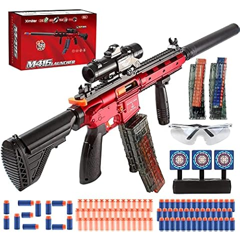 Automatische Spielzeugpistole für Nerf Guns, M416 Auto-Manuelle Spielzeug Schaumstoff Blaster & Pistolen mit 120 Darts, Schießspielzeug für Kinder mit Zielfernrohr Cover