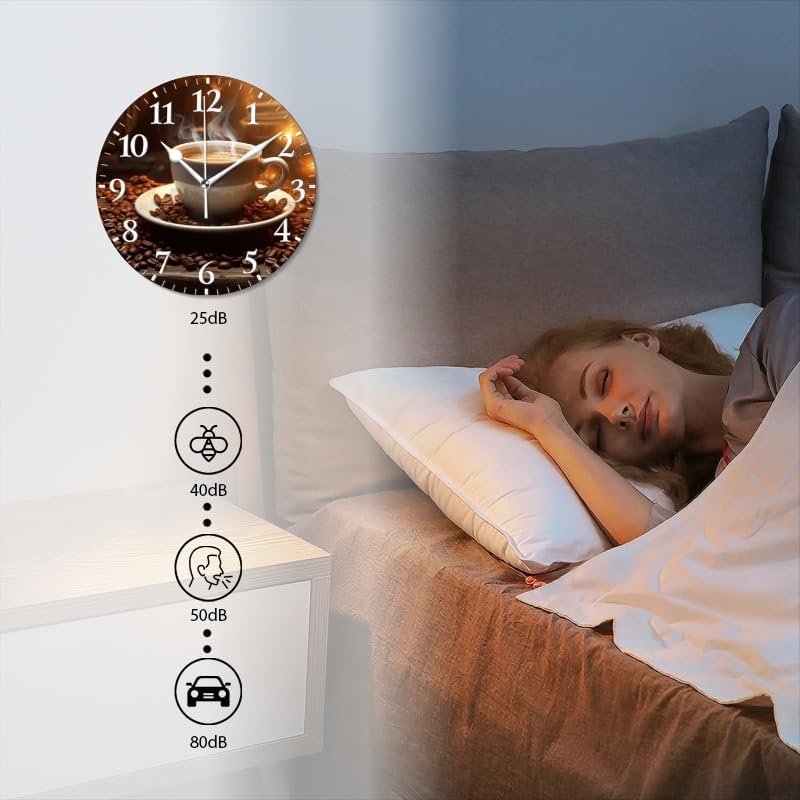 Miniatura 3 de Relojes de pared de cuarzo, silenciosos, funcionan con pilas, modernos relojes de pared decorativos para el hogar, dormitorio, taza de café humeante