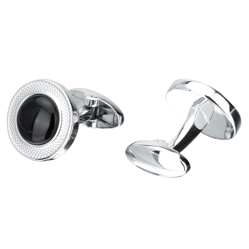Gemelos de Camisa Francesa para Hombre con diseño de Flor de ágata Redonda de Metal y Clavos para Camisa.