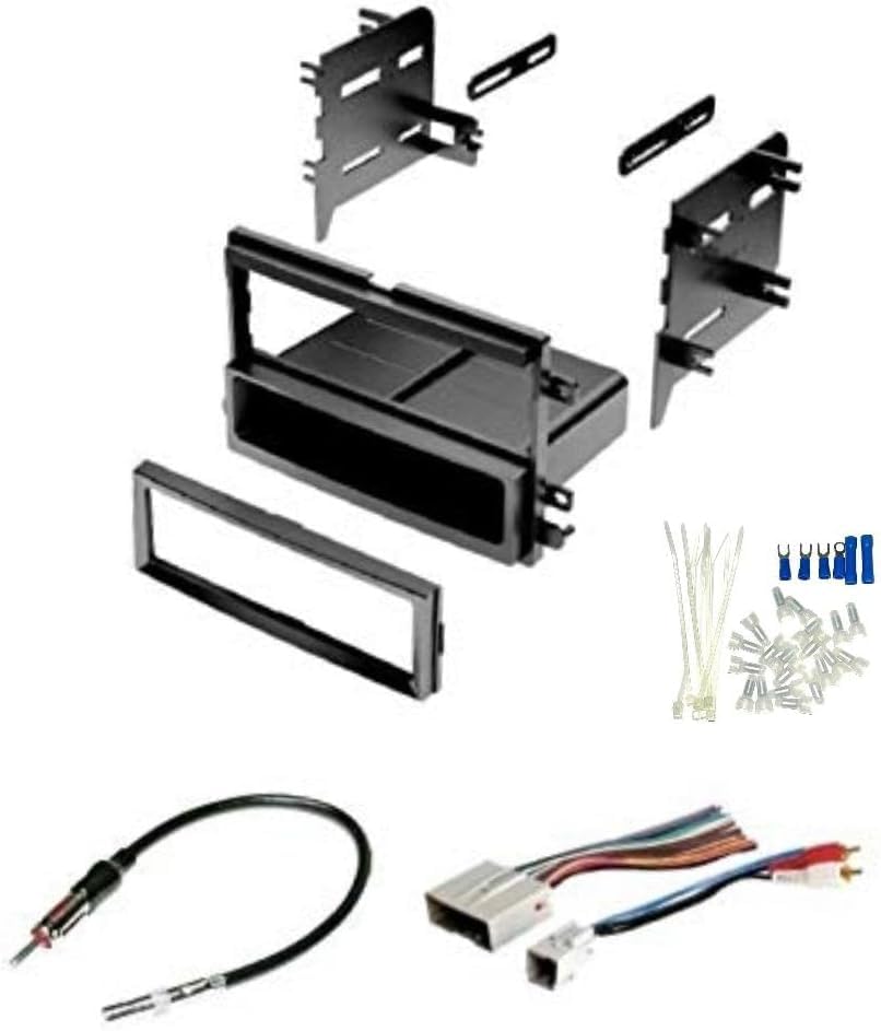 Sound Way Kit Montage Autoradio, Cadre Façade 1 DIN Con Vide Poche, Adaptateur Antenne, Clés Démontage Compatible avec Lancia Delta Noir 572422/ C