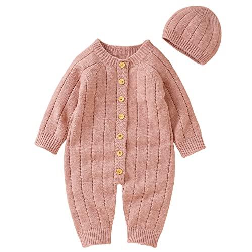 Image of Mubineo Infant Baby Girl Boy Fall Winter Thick Knit One Piece Outfit Romper Jumpsuit Sweater Outwear