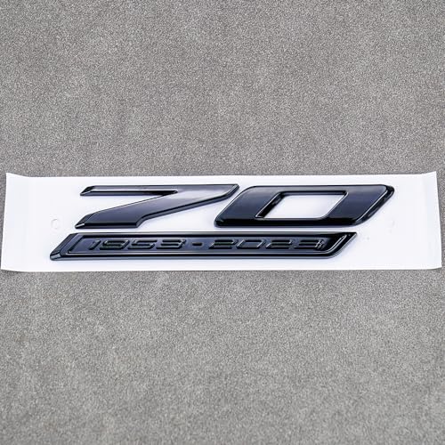 Image of 2Pc 70th Anniversary Side Emblems Car Fender 3D Badge Sticker Replacement for 2020-2024 C8 Corvette Genuine 70th (All Black)