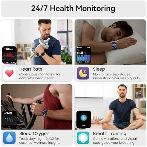 Bild 4 - Smartwatch Herren Damen, 1.83" Smart Watch mit Bluetooth Anrufen/Alexa, 100+Sportmodi Fitnessuhr mit Herzfrequenz/Schlafmonitor/Schrittzähler, IP68 Wasserdicht Fitness Tracker Sportuhr für Android iOS