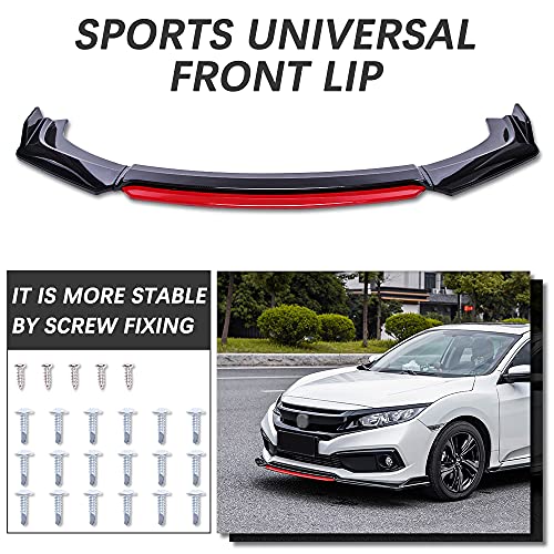 image for DREAMOTOR Universal Car 4 Pieces Kit Front Bumper Lip Spoiler Splitter