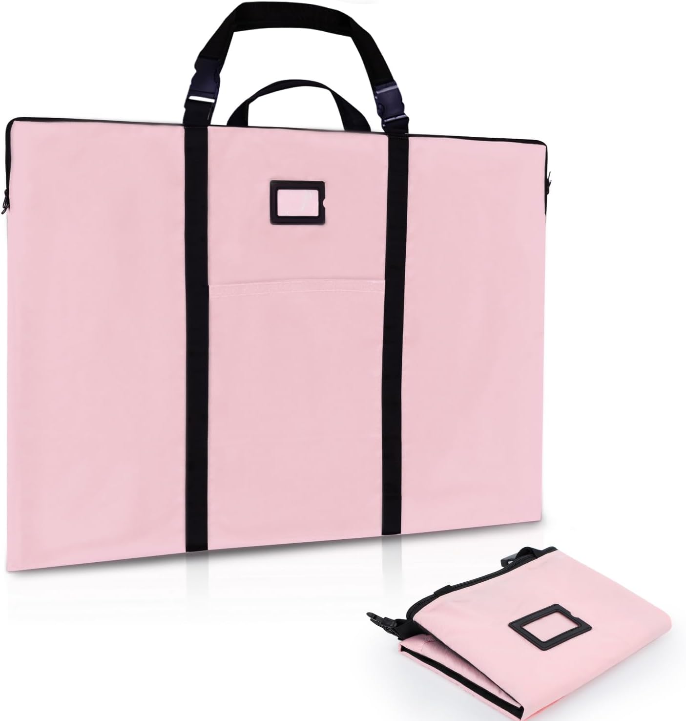 Large Size Art Portfolio Bag with Nylon Shoulder, 24 x 36 inches Light Weight Poster Storage Bag Board Holder with Handle and Zipper for Poster, Sketching and Drawing (pink)