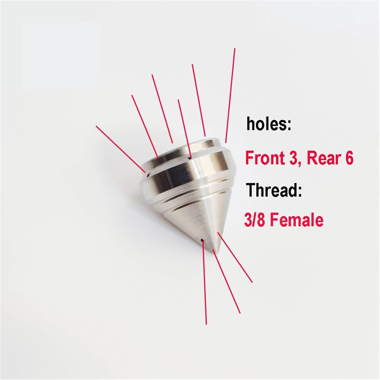 Rotating Water Spray 3/8" Sewer Jetter Nozzle High Pressure Drain Hose with Stainless Steel 5000 PSI(3I8Female 60LPM)