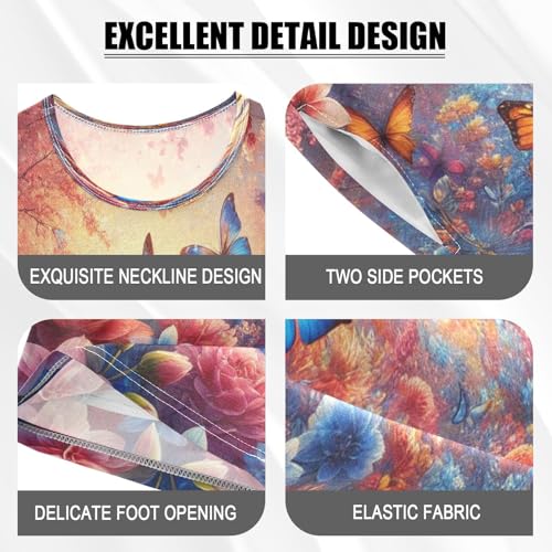 Butterflies Spring Garden Pajama Set Short Sleeve Summer Pajamas Shorts Sets PJ Clothes Set Soft 5Y4