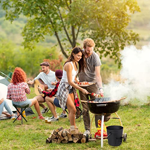 Relaxdays Ascheeimer mit Deckel und Kehrset, 19 L, inkl. Aschebesen & Kaminschaufel, Aschebehälter mit Henkel, schwarz
