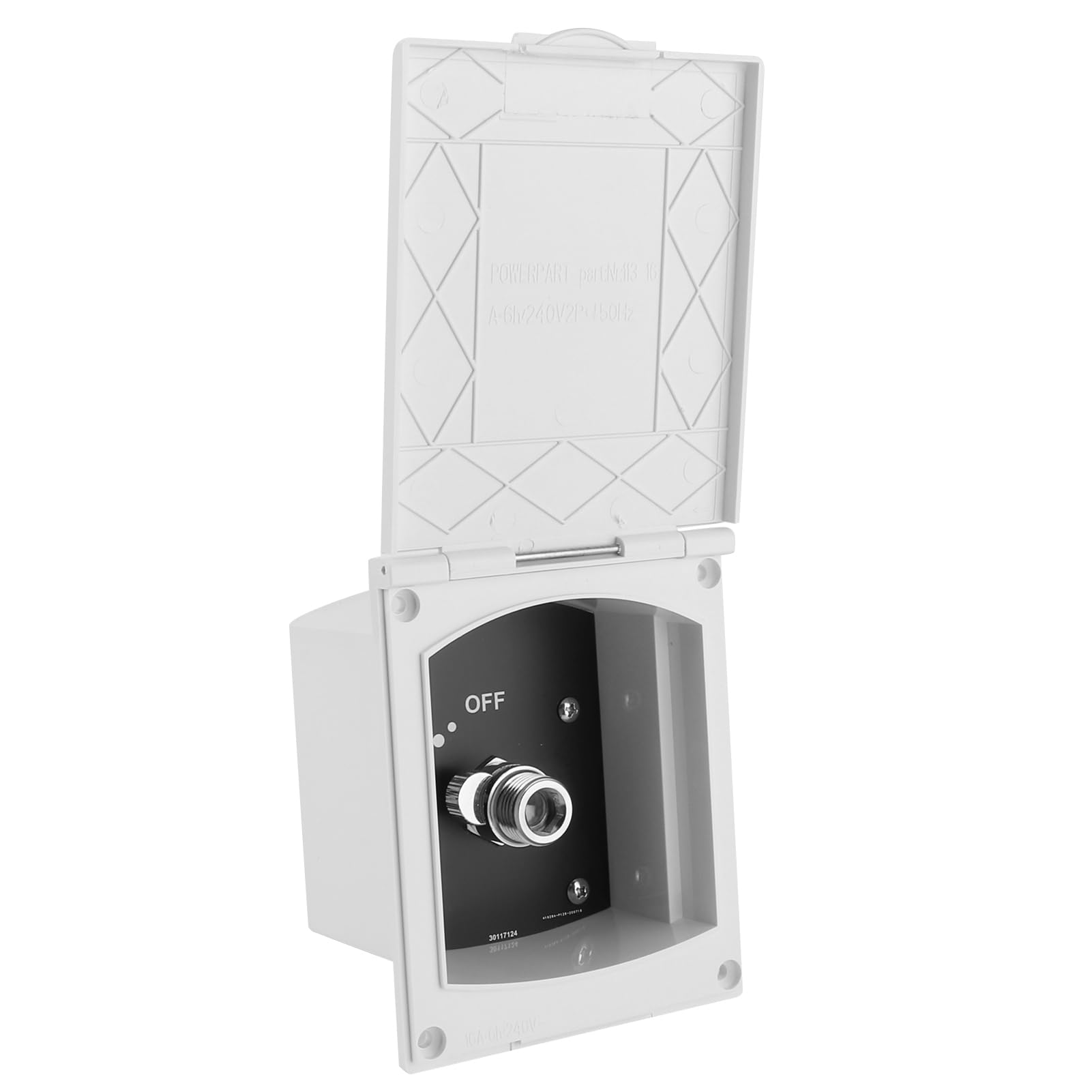 Akozon Caja de Ducha Exterior para RV de 1/2 Pulgadas, Salida de Entrada Blanca para RV, Barco, Autocaravana, Suministro y Drenaje de Conexión Rápida, sin Manguera/Cabezal Incluido