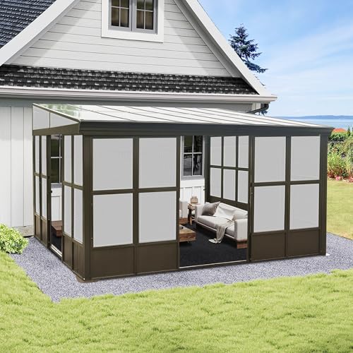 Domi Wall Mounted Sunroom 12x14FT, Wall Solarium with Aluminum PC