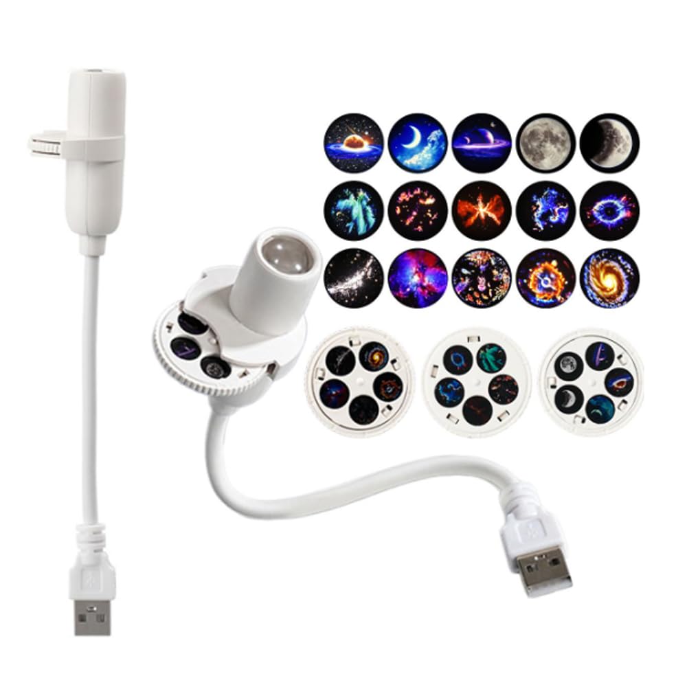 Galaxy Projector Night Light USB Powered Mini LED Wall Lamp (15 Patterns)