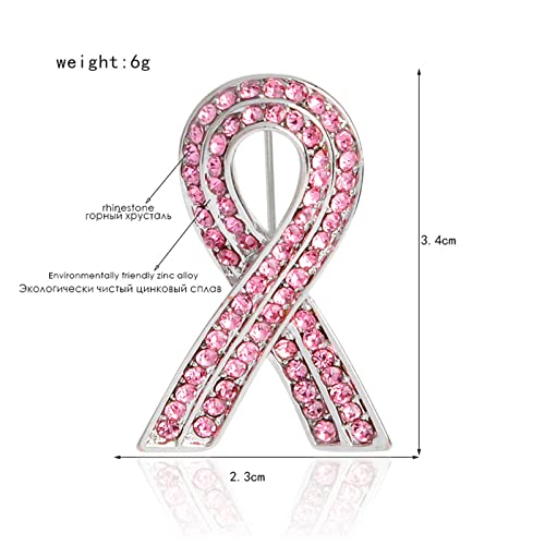 Breast Cancer Pin, Crystal Rhinestone Breast Cancer Awareness Pin, Pink Ribbon Breast Cancer Awareness Accessories for Women2