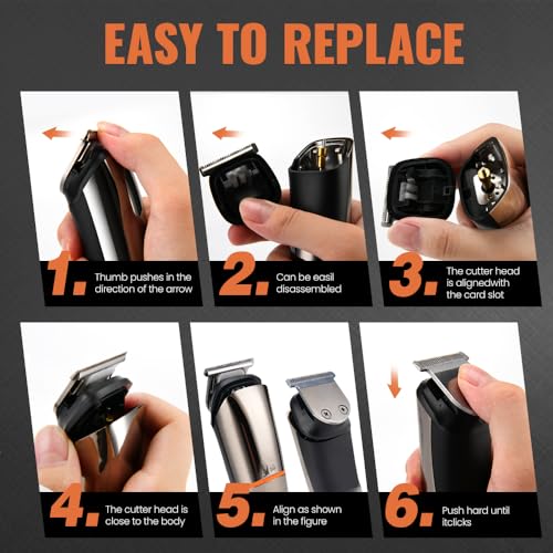 Image of PRITECH Beard Trimmer for Men, 6 in 1 Beard Trimmer Kit, Electric Beard Trimmer with Hair, Precision, Body, Nose, Foil Razor, Grooming Kit Waterproof IPX6 (Silver)