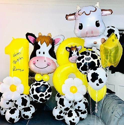 Image of Cow Balloons Cute Cow Foil Balloon Animal Balloons 2pcs | Baby Shower Birthday and Farm Animal Theme Party Decorations