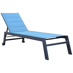 Happy Garden Tumbona Barbados en textileno Azul Gris y Aluminio Antracita. Tumbona de Exterior multiposición.