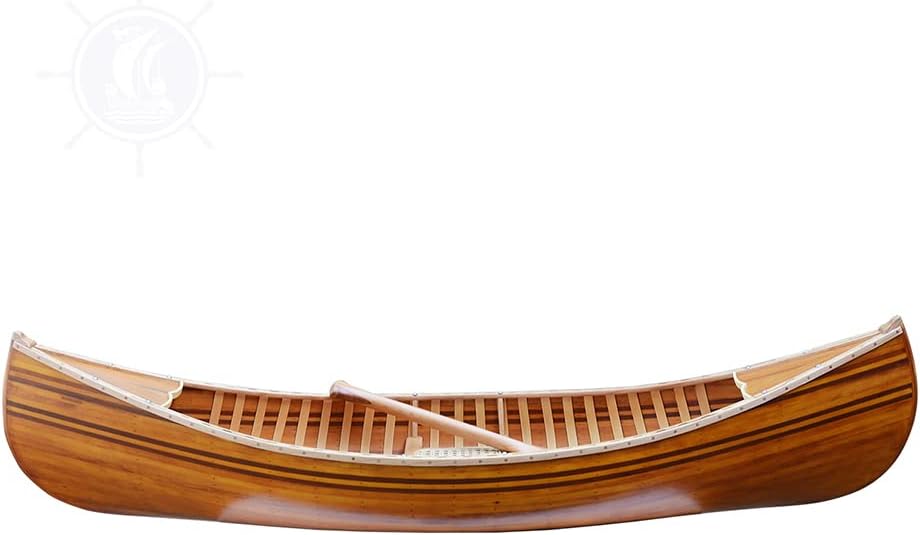 Old Modern Handicrafts 6 ft Wooden Canoe with Ribs with Matte Finish - Made from Premium Cedar and Hardwood Hull - 70.5L x 20.2W x 15H Inches