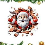 Weihnachtsmann-Wandaufkleber, 2D Flach Weihnachtsmann Durch Die Wand Motiv Aufkleber, Abnehmbarer, Für Küche, Wohnzimmer, Badezimmer, Schlafzimmer, Büro, Schule, Klassenzimmer