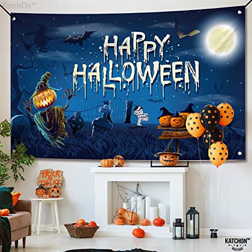 Katchon, Tick Or Treat Happy Halloween Banner - Xtralarge, 72X44 Inch | Scary Halloween Backdrops For Photography, Halloween Party Decorations | Halloween Outdoor Banner,Halloween Decorations Outdoor #TOP1