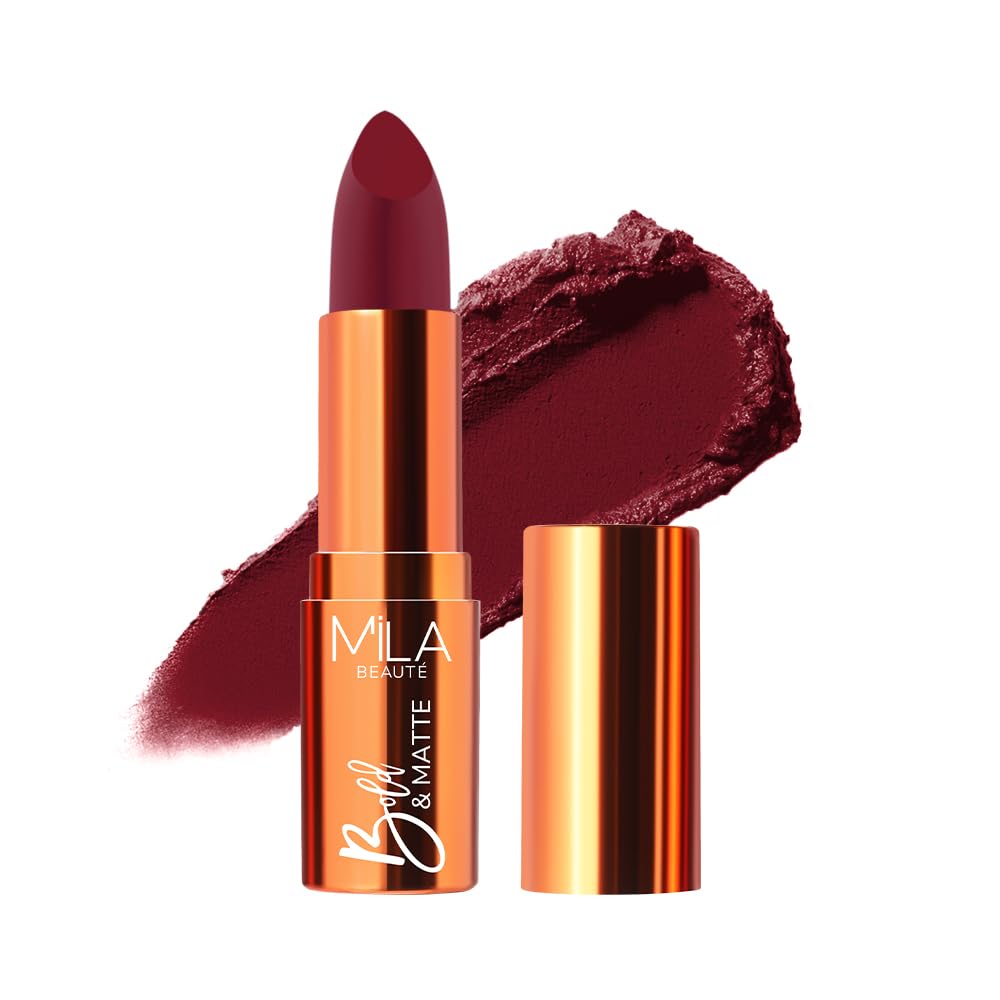 Mila Beauté Bold & Matte Long-Lasting Lipstick | Highly Pigmented Soft Matte Finish | Lightweight & Hydrating with Jojoba Oil | Shade - (End Of Story 4.2g)-image-17