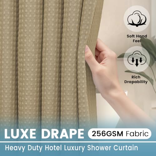 EUTXL Heavyweight Ringless Shower Curtain with Liner, Beige,71x86 by EUTXL - Used condition - Image 5