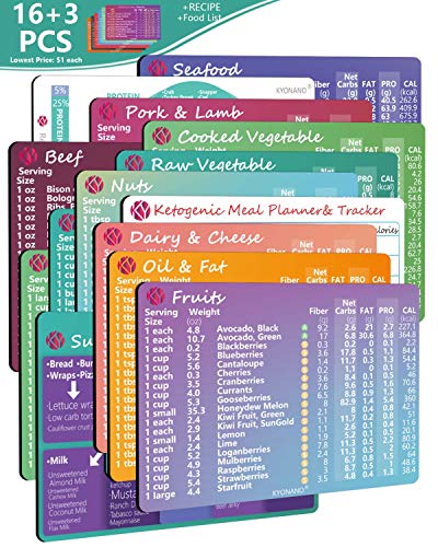 Keto Cheat Sheet Magnets 16 Pcs, Keto Diet for Beginners, Quick Guide Keto