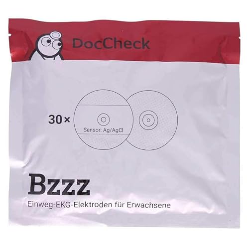 DocCheck Einweg-Elektroden \Bzzz\ – 30 Stück, Druckknopfanschluss, Ø 50 mm, Schaumstoff, Für EKG und Ergometrie, Gute Kontakteigenschaften, Anhaltende Leitfähigkeit, Hoher Tragekomfort, Hautfreundlich