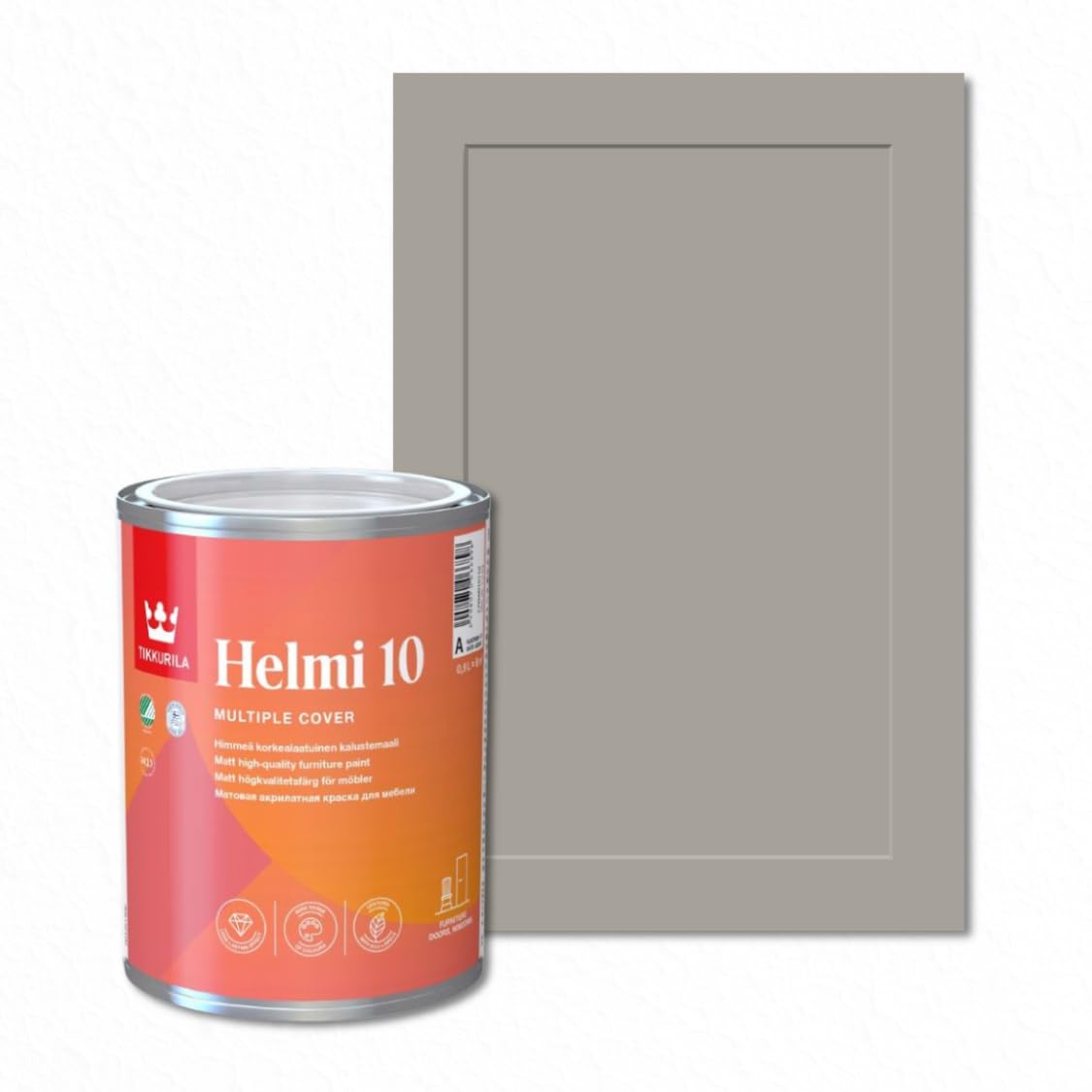 TIKKURILA Helmi 10 Matt Paint for Kitchen Cupboards, Furniture & MDF | Durable Interior Wood Finish - 0.25L Calcite K487