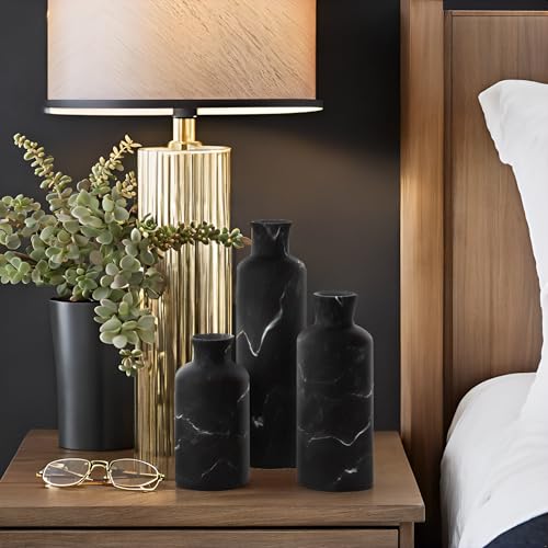 Creative Scents Black Marble Look 3pc Vase Set – Boho Vases for Decor, Modern Vases for Holding Pampas Grass, Dried/Fresh Flowers, Vases for Living Room - Kitchen, Bedroom, Office, Shelf Decor - Image 3