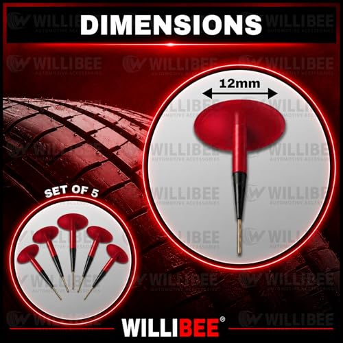 Image of WILLIBEE Mushroom Puncture Kit for Tubeless Tyre | Mushroom Puncher Kit for Bike & Car | Tire Puncher Repair Patches (12 MM, 5 Pcs)