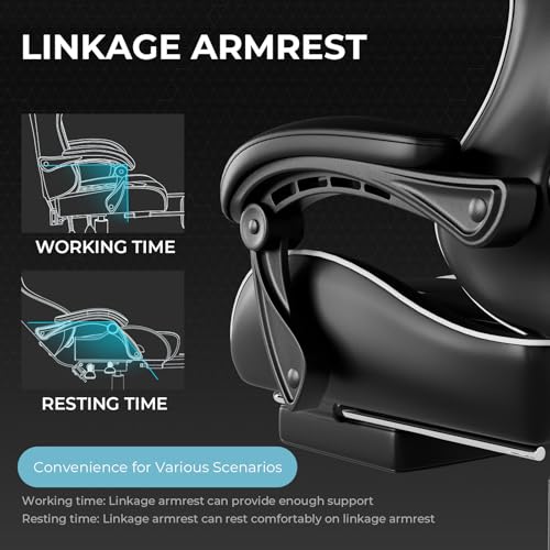 Image of GTPLAYER Video Gaming Chair Fabric, Ergonomic Computer Chair with Footrest and Pocket Spring Cushion, Height Adjustable Video Gamer Chair with Lumbar Support for Adults