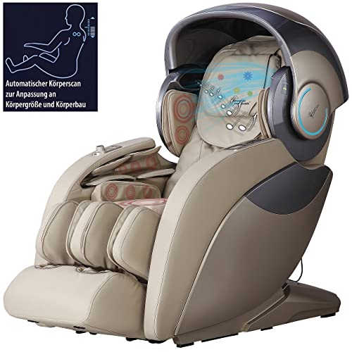 newgen medicals Luxus-Ganzkörper-Massagesessel mit Space-Cover, Bluetooth, App, beige – Bild 3
