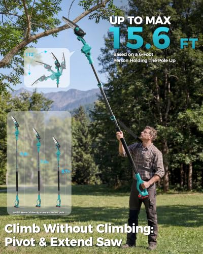 Image of Pole Saws for Tree Trimming, 6 inch Brushless Mini Chainsaw with Extension Pole