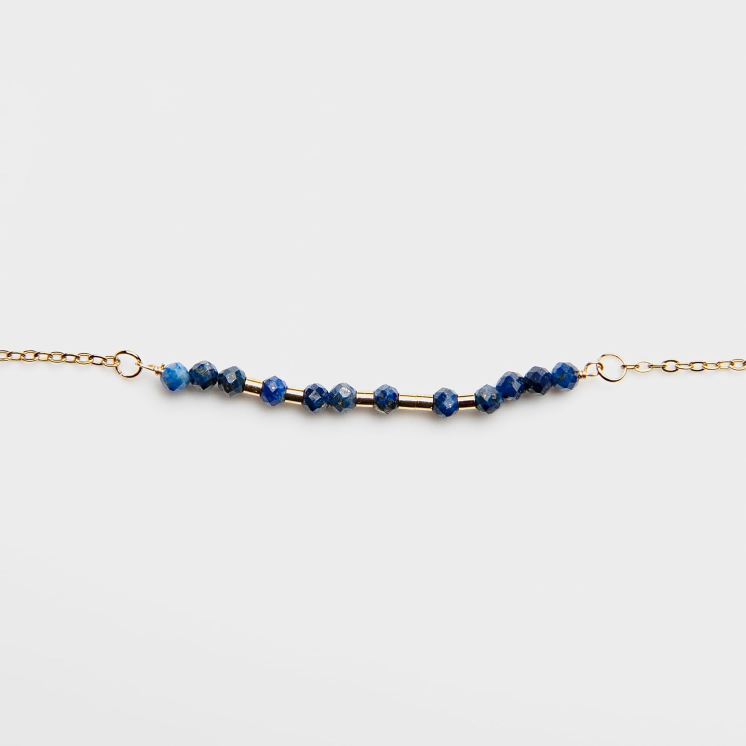 Christian 18K Gold and Lapis Lazuli Minimalist Morse Code Bracelet for Women | Bible Verse Gift for Her | Ladies Religious Dainty Blue Beaded Jewelry with Inspirational Words of Encouragement | Catholic Gift for Mom, Daughter, Wife, Friend, Sister - Image 2