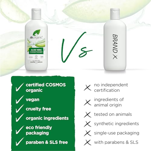 Dr Organic Aloe Vera Conditioner, Soothing, All Hair Types, Natural, Vegan, Cruelty-Free, Paraben & SLS-Free, Recyclable & Recycled Ocean Bound Plastic, Certified Organic, 265ml, Packaging may vary - Image 5