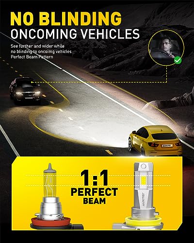 Image of AUXITO H11 /H8 /H16 LED HeadIight Bulbs Fog Bulbs 40,000LM Per Set, 6500K Cool White, Plug & Play, CAN Bus Ready, 2 Pack