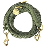Leisegrün Paracord Hundeleine 2m | Handgefertigte Leine 3-Fach verstellbar | Handmade für kleine und mittelgroße Hunde (Olive, 2 m) | Farbe: Olive
