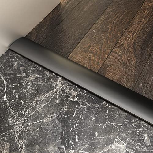 LSMKKA Narrow Floor Transition Strips Door to Tile, Aluminum Flooring Edge Trim Matte Black Gold Reducer for Doorway Threshold Less Than 6mm, for Uneven Vinyl Laminate Tile Floors