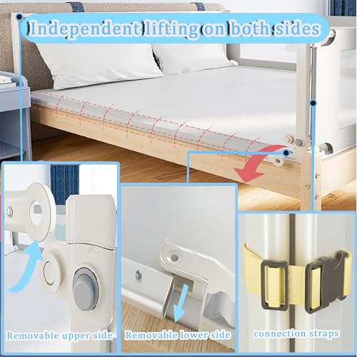 RDHOME 39" Bed Rails for Toddlers Extra Tall Kids Bed Guardrail, Vertical Lifting Collapsible Baby Safety Bed Rail Guards Fit Twin X-Twin Size Bed (1 Side)